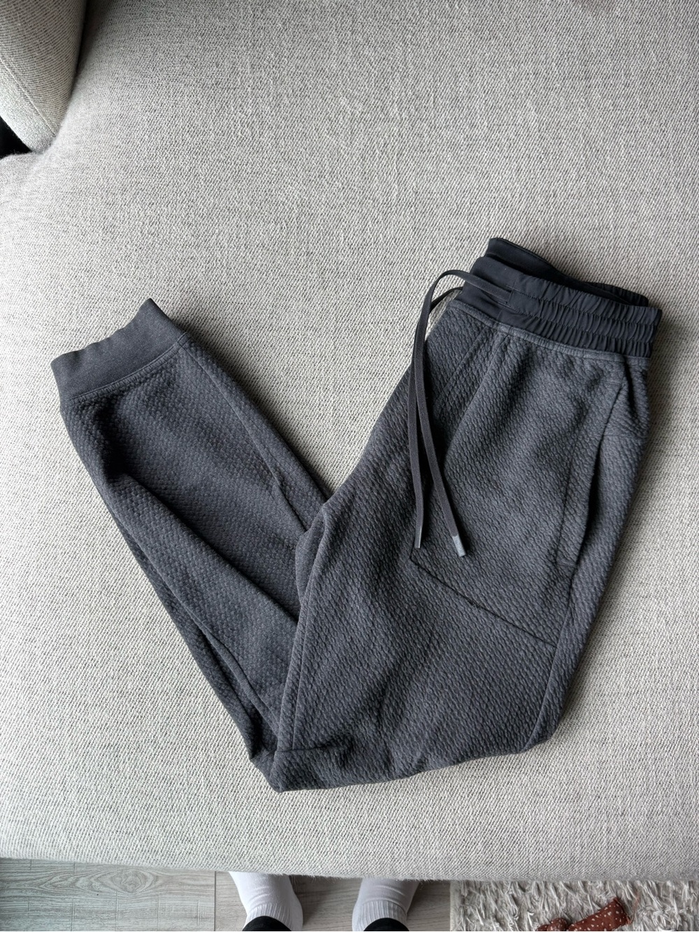lululemon athletica Black Quilted-Texture Joggers